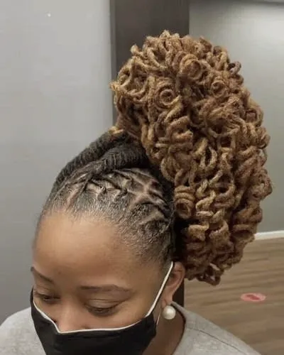Curly loc updo